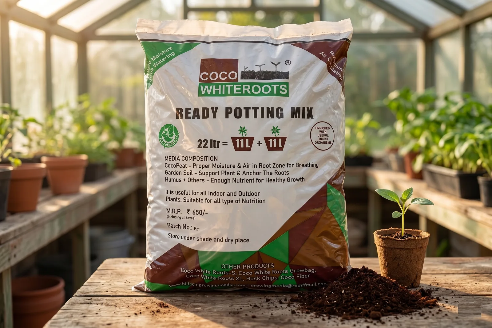 Coco White Roots Ready Potting Mix (22 L) — Hi-Tech Growing Media